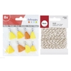 8 pompons jaune-orange + Ficelle dor