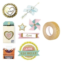 8 stickers fun effet 3D 5 cm + masking tape dor