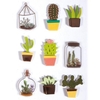 9 stickers 3D cactus & botanique 4 cm