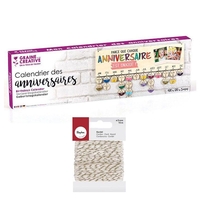 Calendrier des Anniversaires en bois + Ficelle dor