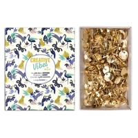 Coffret Papeterie avec Carnet Creative Vibes + 150 punaises dor