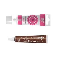 Colorant alimentaire en gel rose + Stylo chocolat