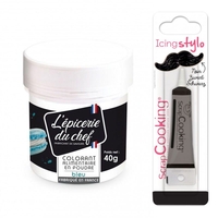 Colorant alimentaire en poudre bleu 40 g + Stylo gla