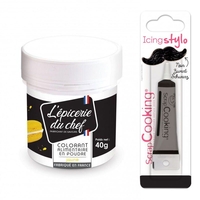 Colorant alimentaire en poudre jaune 40 g + Stylo gla