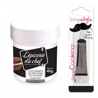 Colorant alimentaire en poudre marron 40 g + Stylo gla