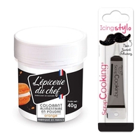Colorant alimentaire en poudre orange 40 g + Stylo gla