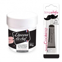 Colorant alimentaire en poudre rose clair 40 g + Stylo gla