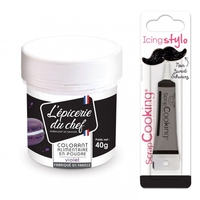 Colorant alimentaire en poudre violet 40 g + Stylo gla