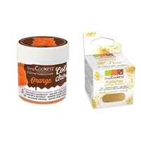 Colorant alimentaire liposoluble orange + paillettes dor