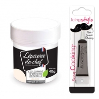 Colorant alimentaire naturel Blanc 40 g + Stylo gla