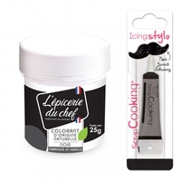 Colorant alimentaire naturel Noir 25 g + Stylo gla