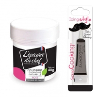 Colorant alimentaire naturel Rose 40 g + Stylo gla
