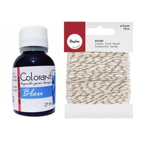 Colorant pour bougie 27 ml bleu + Ficelle dor