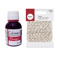 Colorant pour bougie 27 ml rouge + Ficelle dor