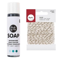 Colorant pour savon bleu menthe 10 ml + Ficelle dor