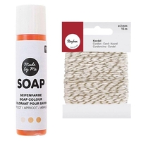 Colorant pour savon orange abricot 10 ml + Ficelle dor