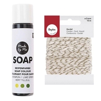 Colorant pour savon vert tilleul 10 ml + Ficelle dor