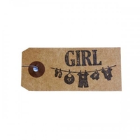 Etiquettes kraft + Tampon bois - Girl