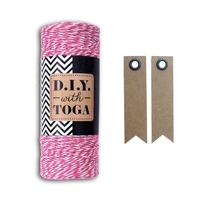 Ficelle fuchsia & blanche 100 m + 20