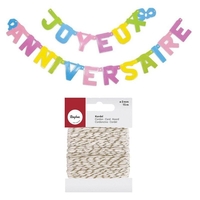 Guirlande Joyeux anniversaire 2 m + Ficelle dor
