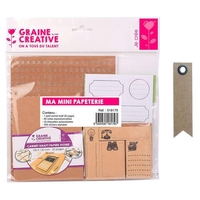Kit papeterie mini carnet kraft 12 x 10 cm + 418 stickers + 20