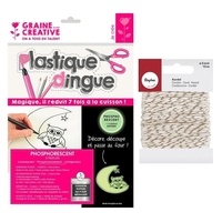 Kit plastique dingue 3 feuilles Phosphorescent + Ficelle dor