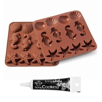 Moule silicone chocolats Vie sous-marine + Stylo de gla