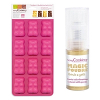 Moules oursons guimauve-chocolat + 1 poudre alimentaire iris