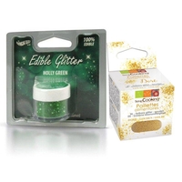 Paillettes comestibles vertes et paillettes dor