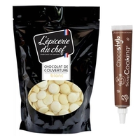 Palets de chocolat blanc de couverture 1kg + 1 Stylo chocolat