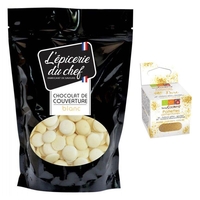 Palets de chocolat blanc de couverture 1kg + paillettes dor