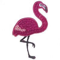 Patch thermocollant avec strass 4, 5 x 7, 5 cm - Flamant rose