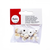 Perles en bois diamant - blanc