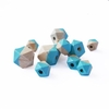 Perles en bois diamant - turquoise