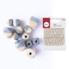 Perles en bois diamant gris + Ficelle dor