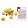 Perles en bois diamant jaune + Ficelle dor