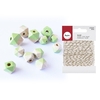 Perles en bois diamant vert + Ficelle dor
