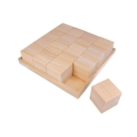 Plateau avec 16 cubes en bois - 26, 5 x 26, 5 x 6, 5 cm