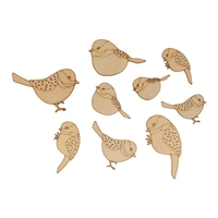 Set de 18 oiseaux en bois