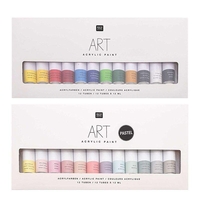 Set peinture acrylique - 12 Pastel 12 ml + 12 Basique 12 ml