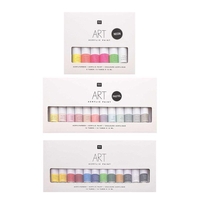 Set peinture acrylique - 12 Pastel 12 ml + 6 Fluo 12 ml + 12 Basique 12 ml