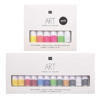 Set peinture acrylique - 6 Fluo 12 ml + 12 Basique 12 ml