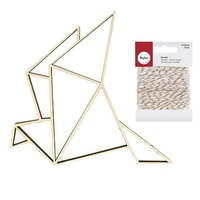 Silhouette bois Cocotte origami + Ficelle dor