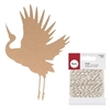 Silhouette bois mdf Grue 25 cm + Ficelle dor