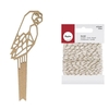 Silhouette en bois MDF origami Perroquet 15 cm + Ficelle dor