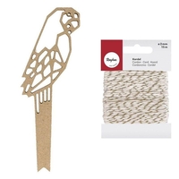 Silhouette en bois Perroquet 25 cm + Ficelle dor