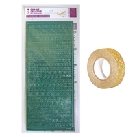 Stickers Alphabet vert 10, 5 x 23, 2 cm + masking tape dor