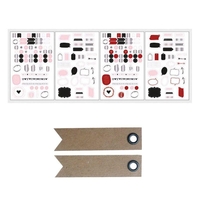 Stickers Bullet journal 4 planches blanc,  rouge,  noir + 20