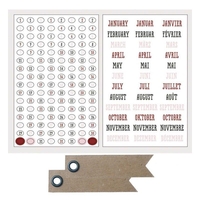 Stickers calendrier 4 planches Mois & dates + 20