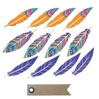 Stickers multicolores en bois Plumes + 20